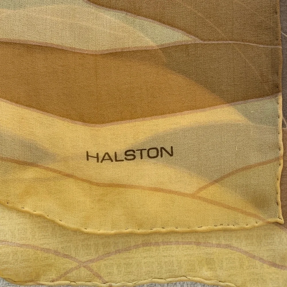 Halston brown and yellow buttercup silk scarf